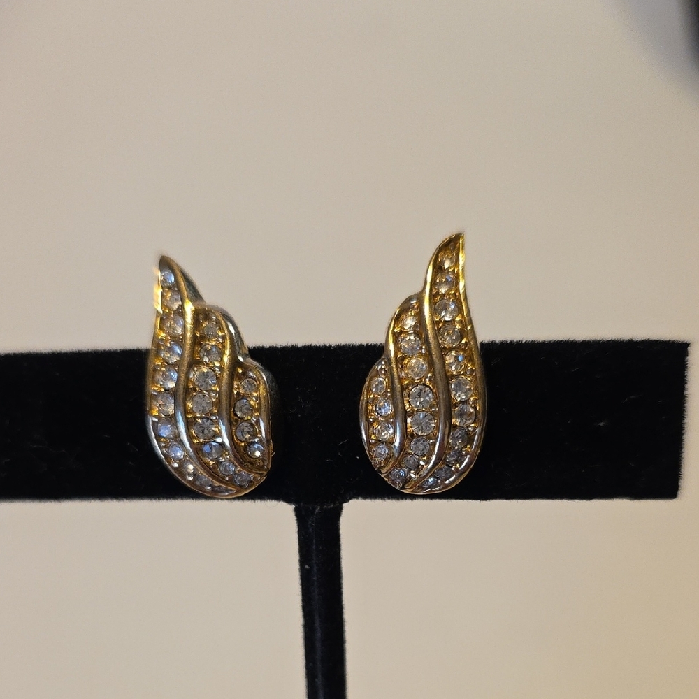 Napier Pave Gold Filled Pierced Earrings 14k GF 3/4 Inches Long